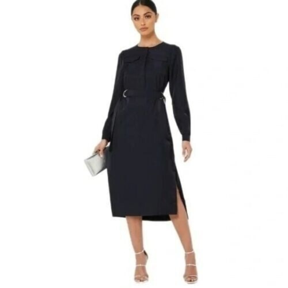 Ted Baker Women Navy Aminna Long Sleeve Utility Midi Dress 1 US 4